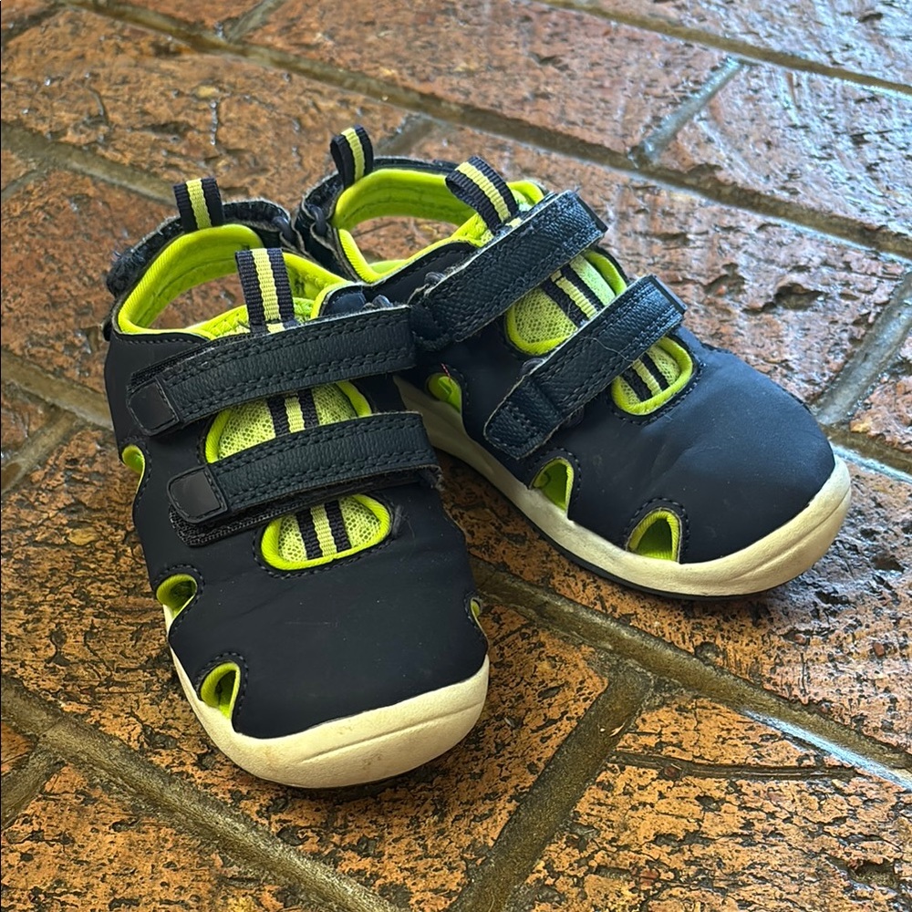 Kids Navy and Lime Green Shoes
